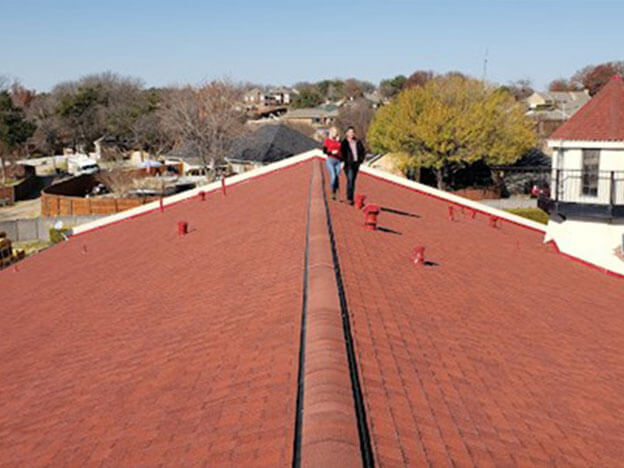 couple standing in the distance on rooftop